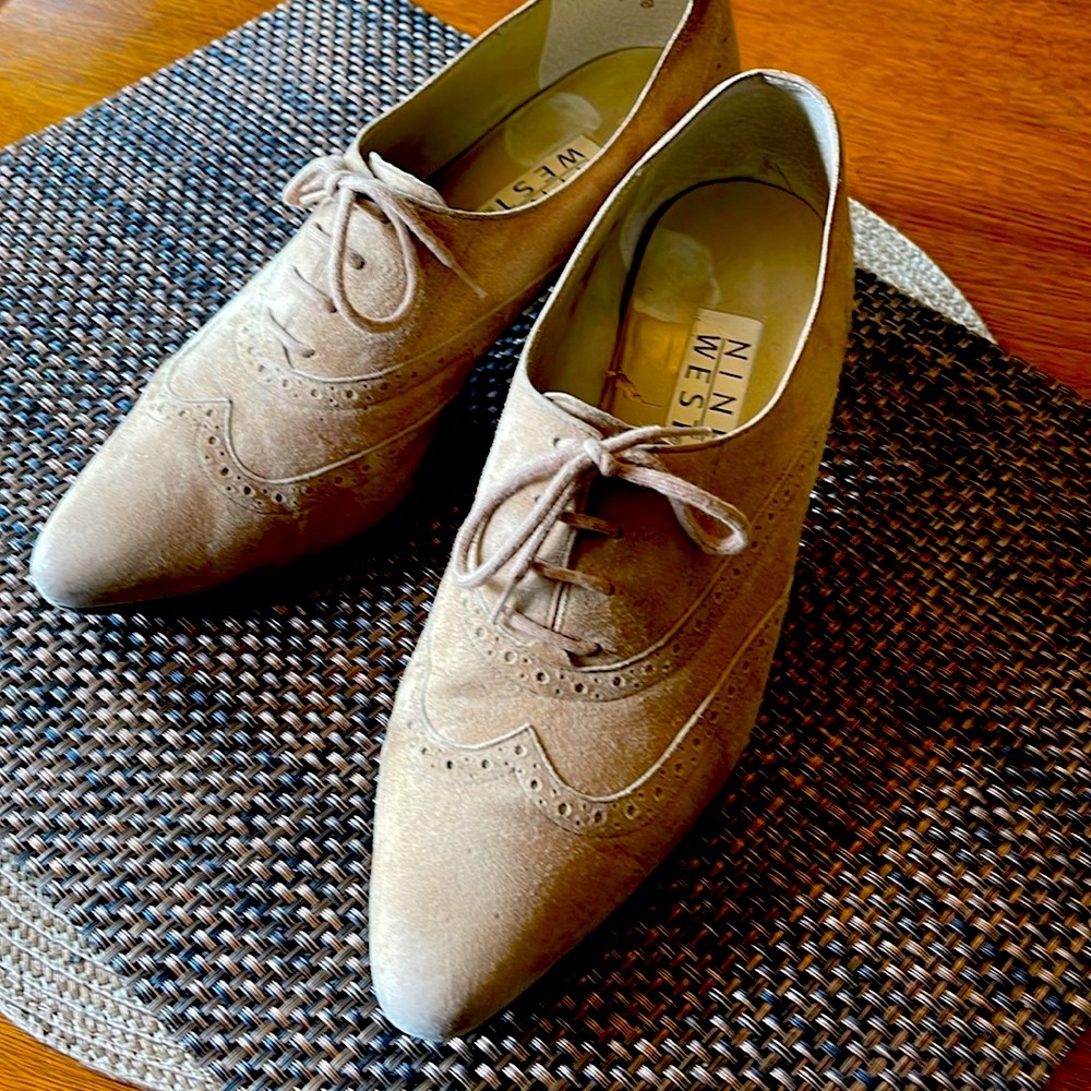 Beige/Spice Brown color  suede booties 8 1/2